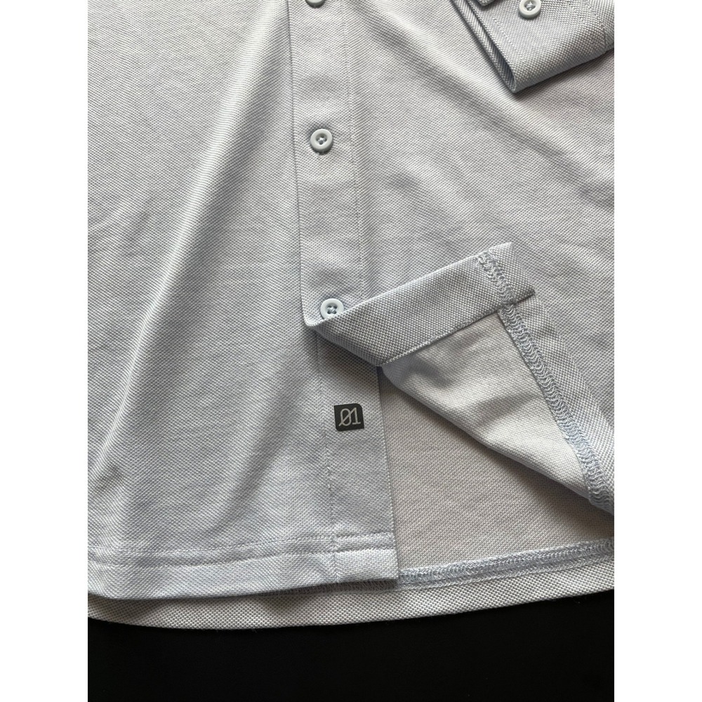 01.ALGO Performance Shirt Mens Med Light Blue Excellent Wool Blend Long Sleeve - Picture 7 of 8